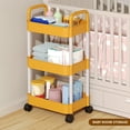 thumbnail image 3 of 3 Tier Rolling Cart, Utility Cart on Wheels, Multi-Functional Storage Organizer with Handle, for Kitchen, Living Room, Bathroom, Bedroom, Office, Snack, Cosmetics, Toiletries, 3 of 7