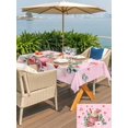 thumbnail image 4 of Outdoor Tablecloth with Umbrella Hole and Zipper, Valentine's Day Rectangle Table Cloth 60x84 Inch Waterproof Tablecloth, Cartoon Love Rose Floral Pink Romantic Picnic Table Cover for Patio Camping, 4 of 7
