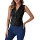 thumbnail image 4 of CHALECO SIN MANGAS DE SUEDE FALSO V DE MUJER INSPIRAR CHIC CON BOTONES VINTAGE CASUAL NEGRO XL, 4 of 5
