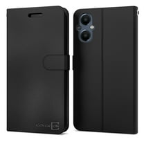 CoverON For Oneplus Nord N20 5G Leather Case, RFID Blocking Wallet 6x Card Slot Holder Cover Flip Folio Phone Pouch, Black