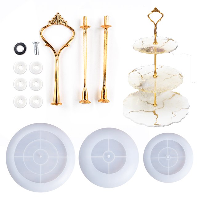 Coofit Cake Stand Mold Set DIY 3-layers Silicone Mold Casting Mold with Stand Fiiting