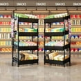 thumbnail image 3 of 4-Tier Retail Display Rack Stand, Wooden Snack Candy Rack, Storage Shelf Organizer with Heavy-Duty Metal Frame, Easy Assembly (2, Black), 3 of 17