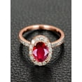 thumbnail image 1 of Limited Time Sale: 1.50 Carat Red Ruby and Diamond Halo Engagement Ring in 10k Rose Gold for Women on Sale, 1 of 2