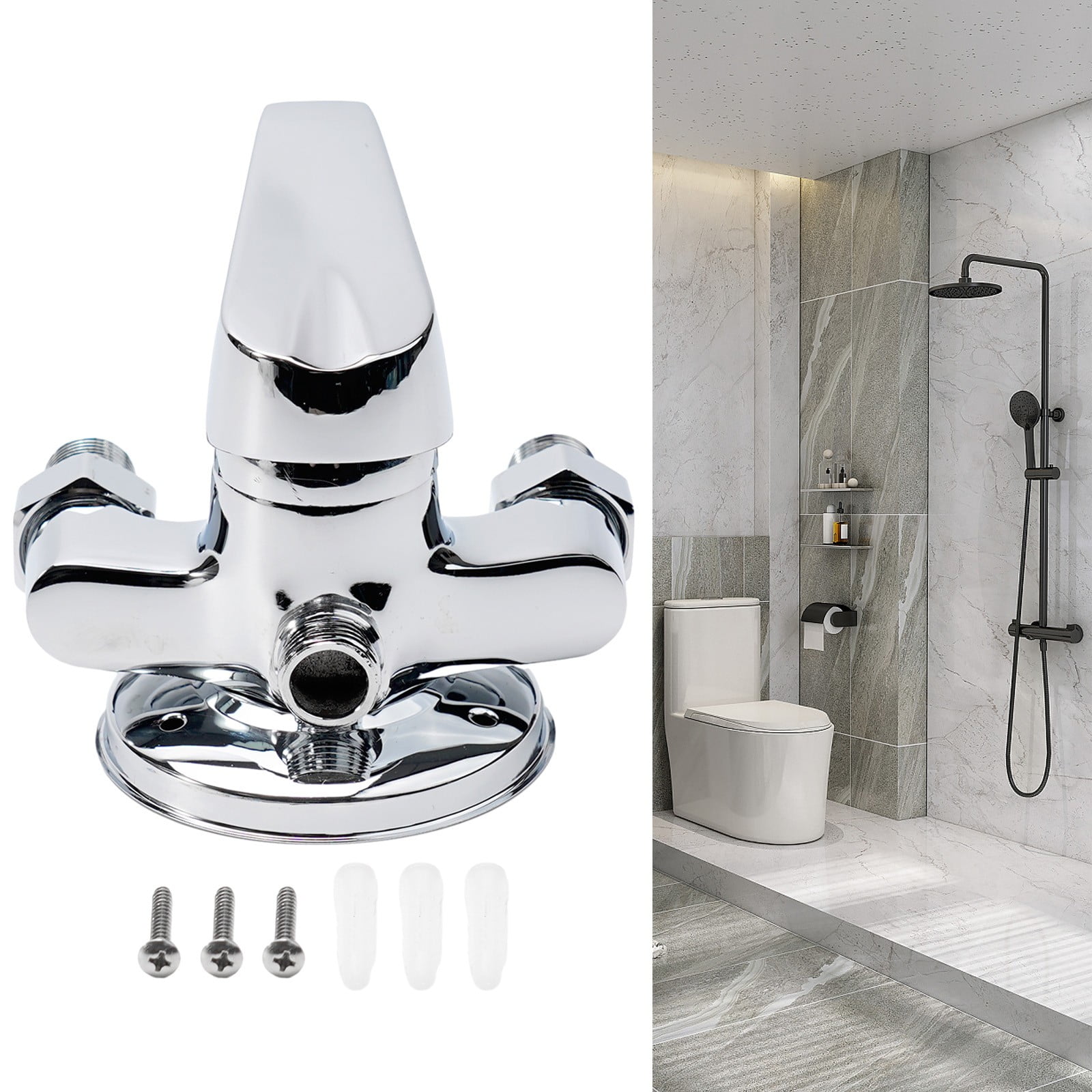 Chrome Deck Mount Shower Mixer Taps for Bathroom- Hot& Cold Mixing