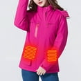 thumbnail image 2 of Women Heated Jacket Windproof Outdoor Sports Fast Warm Up Hooded Jacket Long Sleeve Electric Heated Coat Solid Color Heating Clothing Thermal Winter Jacket Womens, 2 of 4
