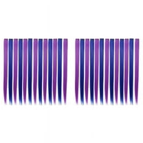 26 Pcs Colored Colorful Clip in Hair Extensions 55cm Straight Synthetic Hairpieces, Blue
