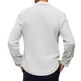 thumbnail image 4 of WTOBBY Men's Cotton Linen Blend Turn-Down Collar Button-Down Shirt Long Sleeve Solid Casual Business Relaxed Fit Double Pocket Breathable Summer Top,White 2XL, 4 of 6