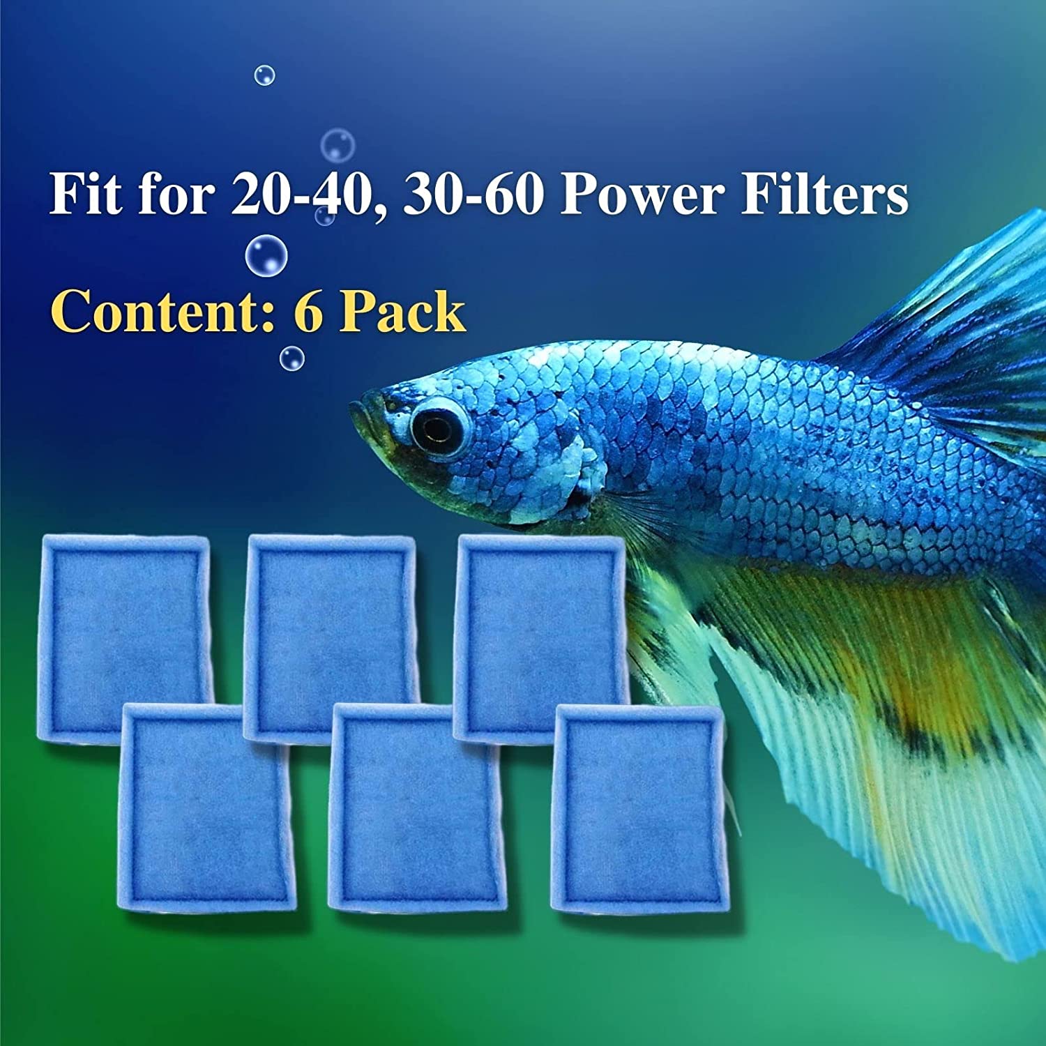 6 Pack Replacement Aquarium Filter Cartridge, Fit for Aqua-Tech 20-40/30-60 Gallon Power Filters, for Aqua-Tech EZ-Change #3 Fish Tank Filters