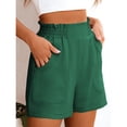 thumbnail image 4 of Linen Shorts for Women Casual Comfy Shorts Summer Trendy Mid Waisted Short with Pockets 2026 Dark Green, 3XL, 4 of 6