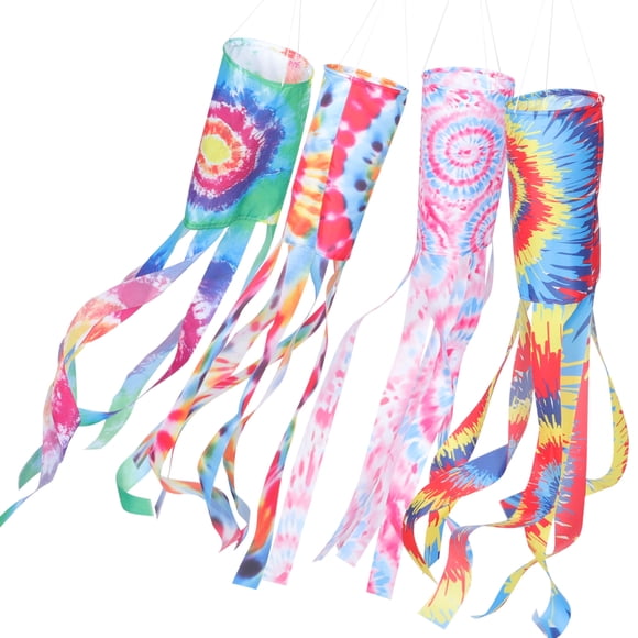 MasteelfCA 4Pcs Decorative Flag Windsocks Hanging Tie Dye Windsock Flags Outdoor Garden Windsock Decors