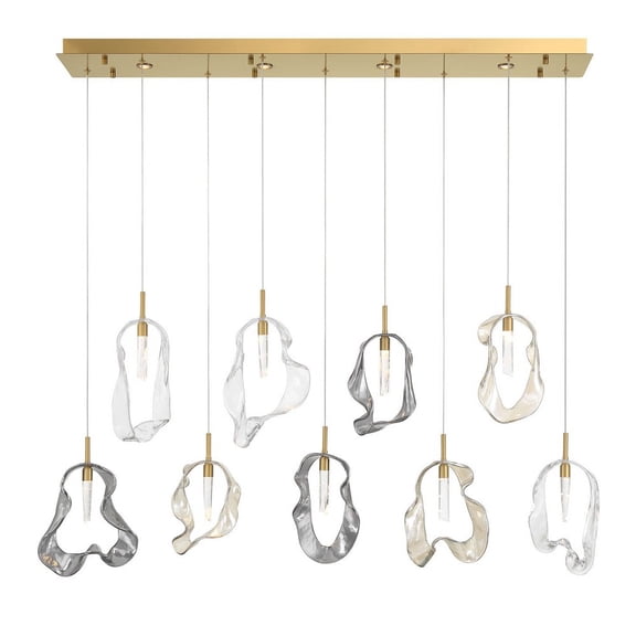 Eurofase 49239-010 Norah 9-Light 51 in. Gold Mixed Glass Chandelier