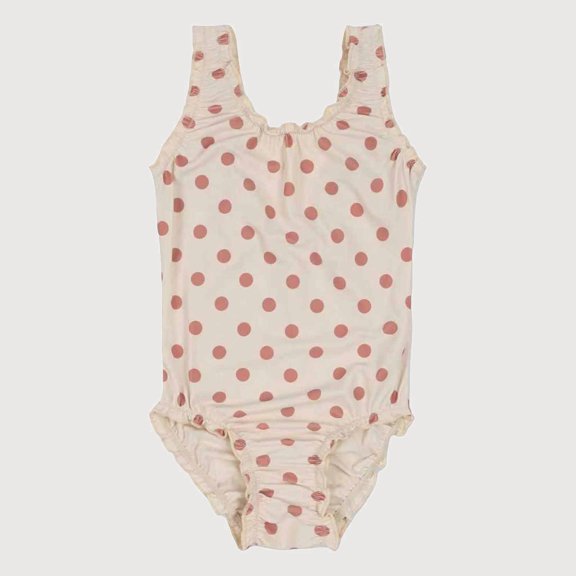 Gyujnb One-Piece Swimsuit with Polka Dot Print and Ruffle Cute Swimwear (Baby, Little Girls),9-12 Months