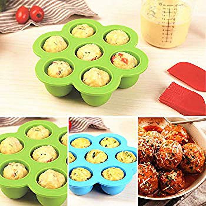 2-Pack 7 Holes Silicone Egg Bite Mold, Baby Food Storage Container with  Lids Handles Silicone Ice Ball Freezer Tray Cake Baking Mold Egg Bites Molds  For Instant Pot 5/6/8 qt Pressure Cooker
