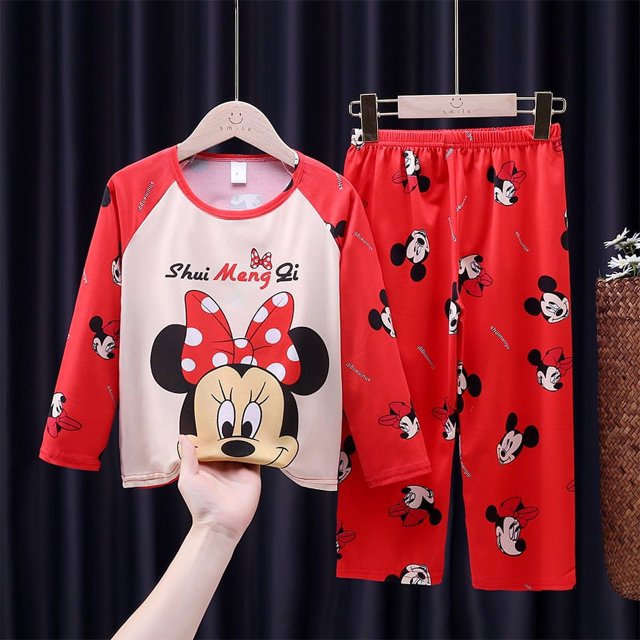 Pijamas para niños, conjunto de ropa para el hogar de manga larga para niñas de estilo coreano, ropa fina para aire acondicionado para bebés, ropa para niños de primavera y otoño
