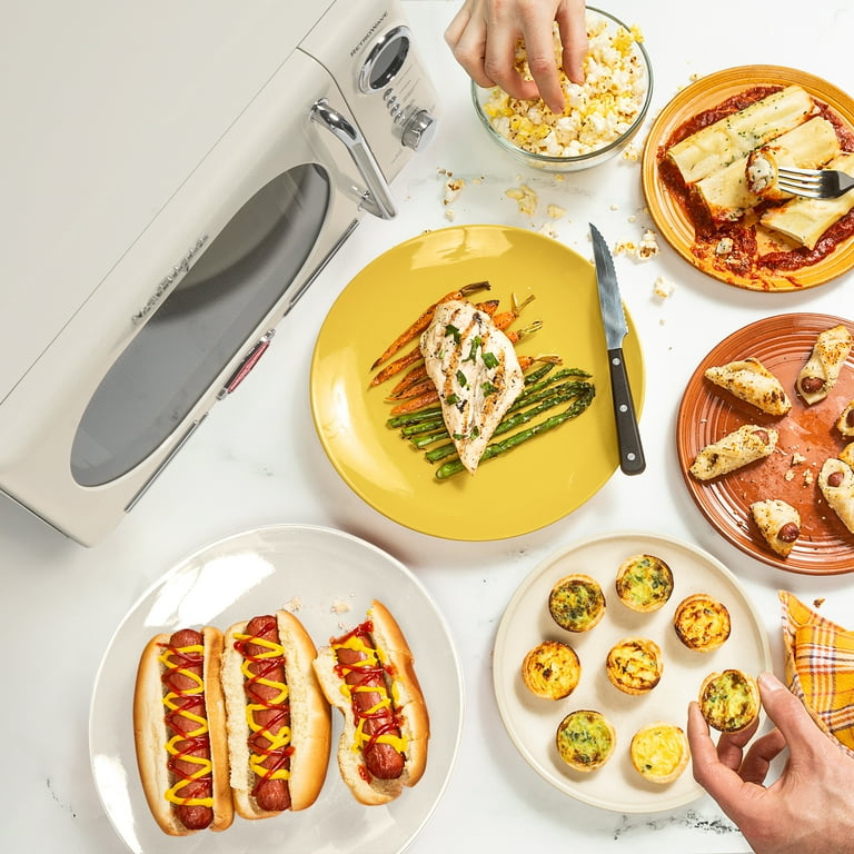 Nostalgia Retro Compact 0.7 cu ft Microwave Oven, Vintage Ivory