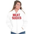 thumbnail image 4 of Meat Sucks Vegan Vegetarian Veggie Unisex Fleece Graphic Zip Up Hoodie Brisco Brands 5X, 4 of 5