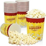 Carnival King 760v32 50 Pack 32 oz Popcorn Buckets. Disposable. Paper Popcorn Containers. Grease Resistant. Home Theater Movie Night, Concessions. Ships Fast.
