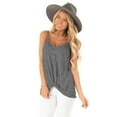 thumbnail image 2 of RYRJJ Summer Tank Tops for Women Dressy Casual Twist Front Camisole Loose Spaghetti Strap Sleeveless V-Neck T Shirts Dark Gray XL, 2 of 9