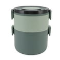 thumbnail image 2 of Adult Bento Box, Heat Preservation Stainless Steel Stackable Lunch Box  For Travel For Home For Office Green, 2 of 8