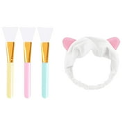 Xinfenglai 3 Pcs Silicone Face Mask Brushes and 1 Pcs Headband