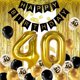 thumbnail image 2 of Decoración para fiesta de cumpleaños número 40 en dorado y negro, pancarta de feliz cumpleaños, globo de helio con número 40 XXL, 2 cortinas con flecos dorados, látex, 2 of 5