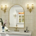 thumbnail image 3 of BEAUTYPEAK 20"x 30" Bathroom Mirror Wall Vanity Arched Mirror, Gold, Crown Shape, 3 of 8