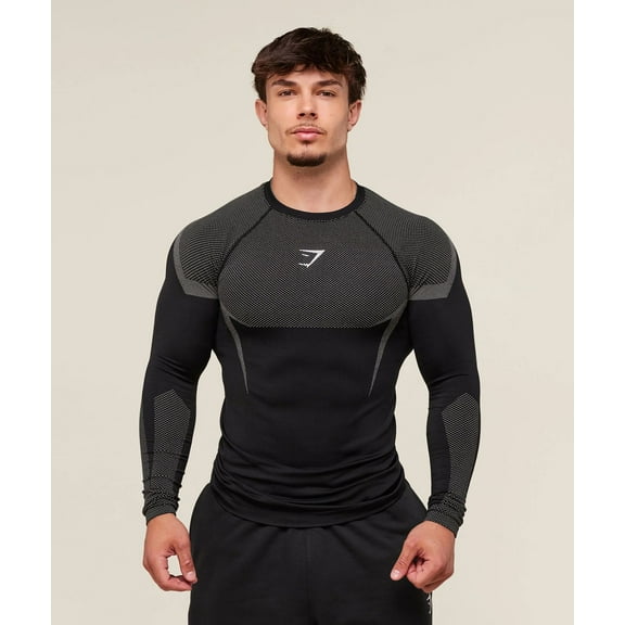 GYMS Men's Long-Sleeve Sports Fitness Quick-Dry Breathable Elastic Round-Neck Short-Sleeve Tight Training Shirt