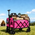 thumbnail image 2 of Expandable Folding Wagon Cart, 225 lbs Dual-Layer Collapsible Utility Wagon with 100% Extra Storage, Grocery Cart, Foldable Garden Cart with 360° Wheels for Camping, Shopping, Sports, Pink, 2 of 16