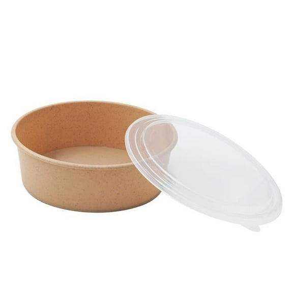 Packnwood 294WPCCO1200 40 oz 2.7 H x 7.3 D in. Huskly Reusable Salad Bowl with Clear Lid, Beige - 10 Piece