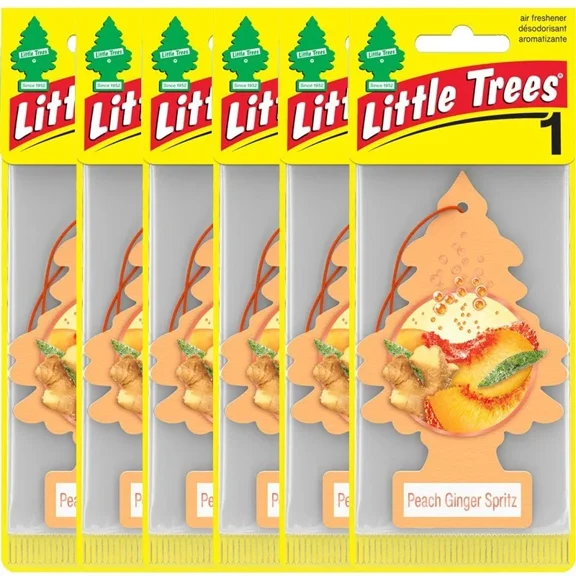 Little Trees Air Fresheners Peachy Ginger Spritz Scent for Car and Home 6 Pack