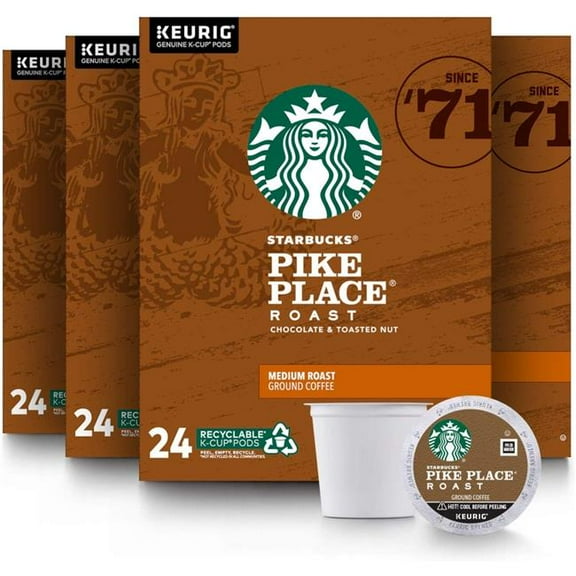 Starbucks  Pike Place Roast Medium Roast Single Cup Coffee - Pack of 24 - 4 count