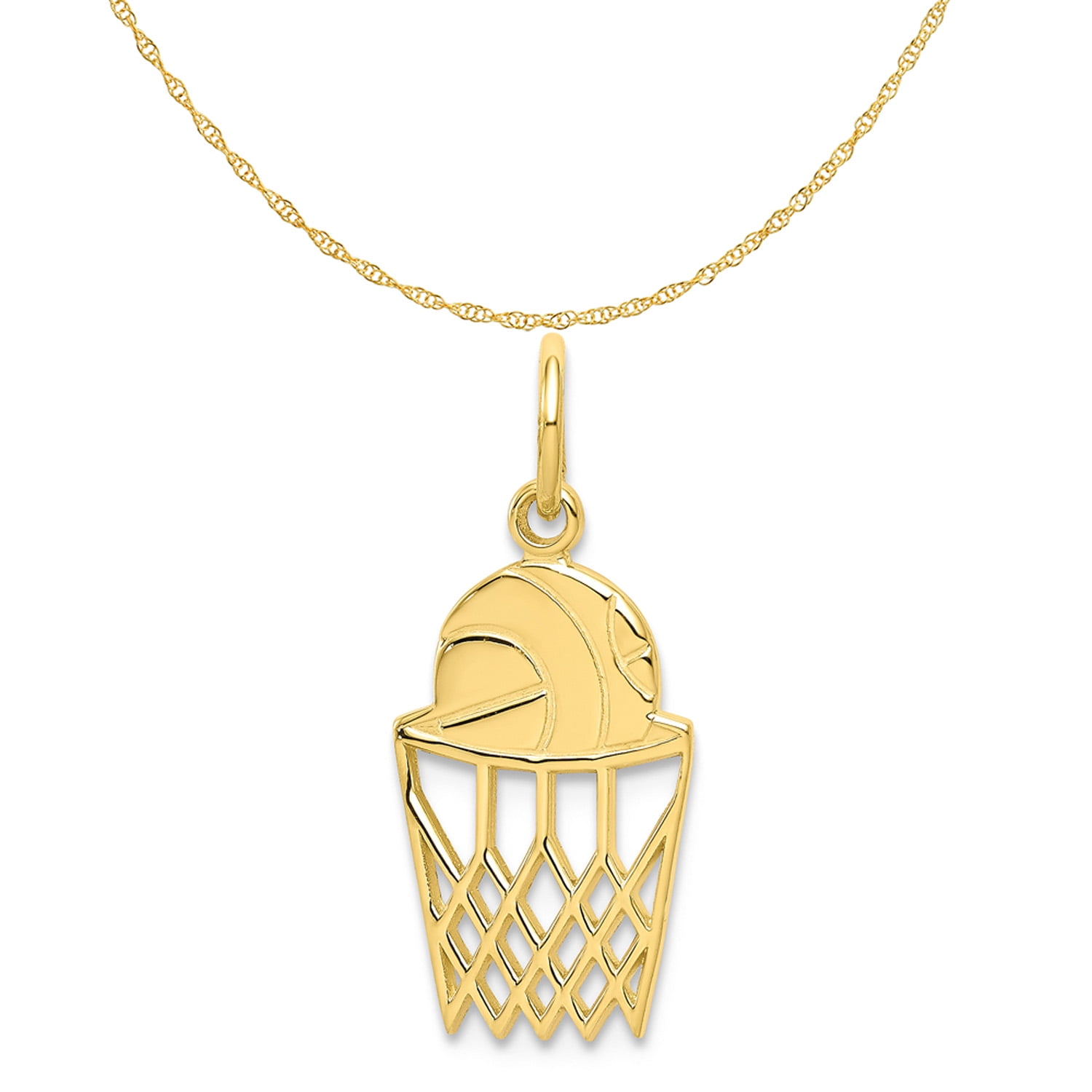 Jewels By Lux 10K Rose and Yellow Two Tone Gold Basketball Hoop with Ball Pendant