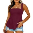 thumbnail image 2 of Hxshgdsn Plus Size Tank Tops for Womens Sleeveless Square Neck Ruched Front Peplum Top Loose Fit（Wine/5XL）, 2 of 7
