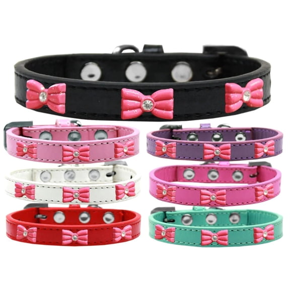 Dog, Puppy Pet Widget Fashion Collar, "Pink Glitter Bow"