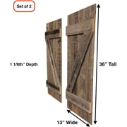 BARNWOODUSA Decorative Shutters Set of 2 Rustic Farmhouse Window Shutters with Traditional Barn Look Z Pattern Made from Reclaimed Wood Interior Country Style Decor Weathered Gray