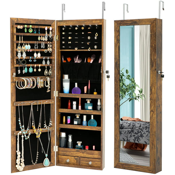 Fashion Jewelry Cabinet Organizer Wall, Jewellery Storage Cabinet With Full Length Mirror