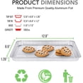 thumbnail image 2 of (25 Pack) 1/4 Size Cookie Sheet Baking Cake Pans l 12.8” x 8.9” Disposable Aluminum Foil Trays l Premium Heavy Duty Nonstick Baking Sheets Reusable, 2 of 8