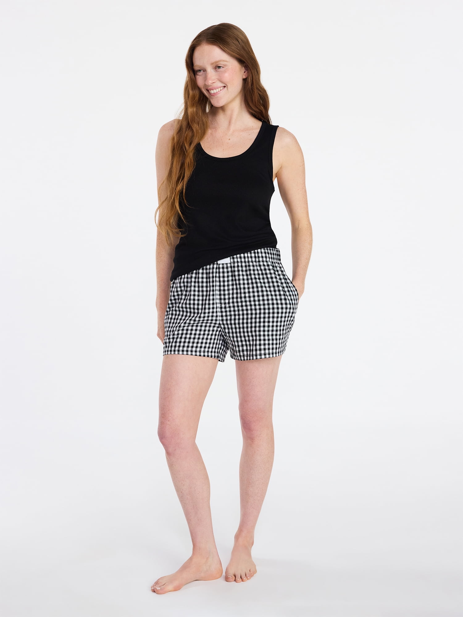 Joyspun Women's Woven Pajama Boxer Shorts, 3'' Inseam, Sizes XS-3X