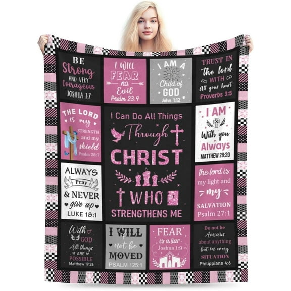 Christian Gifts for Women Blanket, Religious Inspirational Bible Verse Scripture Prayer Soft Flannel Throw Blanket for Adults Men 50"X60"