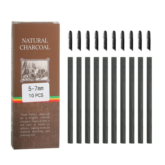 Uxcell Willow Charcoal Sticks, 5-7mm Willow Charcoal Pencils Soft Sketch Vine Art Supplies Set for Drawing Sketching Shading Painting Artists Beginners (Black, Pack of 10)