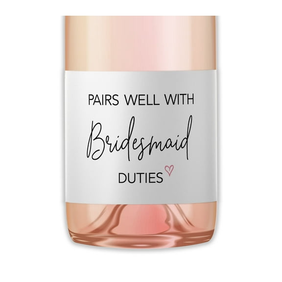Pairs well with Bridesmaid Duties ● SET of 10 ● Bridesmaid Proposal Mini Champagne Labels, Will You Be My Maid of Honor, Matron of Honor Ask Bridal Party Gifts Wine Bottle Stickers Label M200-ASK–10