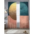 thumbnail image 2 of Boho Sheer Curtains 84 Inch Length 2 Panels Set, Modern Abstract Gold Teal Geometric Art Voile Window Treatment Rod Pocket Curtains Sheers Drapes for Bedroom/Living Room/Kitchen 52"x84"x2, 2 of 7