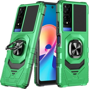 Compatible for TCL 50 SE with Tempered Glass Screen Protector, [Military-Grade], Magnetic Car Mount Ring Holder Cover (Green)