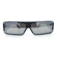 thumbnail image 5 of Bold Narrow Rectangle Shield Inset Lens 80s Robotic Plastic Sunglasses Slate - Silver Mirror, 5 of 8