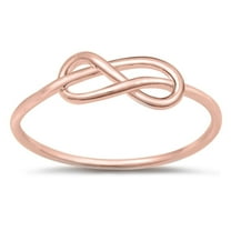 CHOOSE YOUR COLOR Rose Gold-Tone Infinity Knot Forever Ring .925 Sterling Silver Band Female Size 12