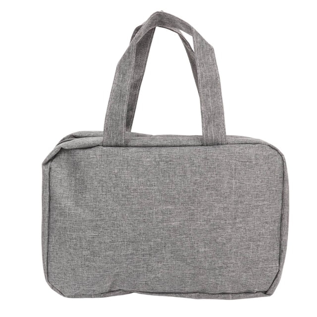 Neceser para hombres y mujeres, bolsa de maquillaje de viaje con asa, bolsa de cosméticos impermeable plegable, separación en seco y húmedo, gran capacidad, gris