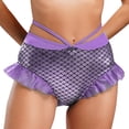 thumbnail image 3 of Pantalones cortos con estampado de escamas de pescado y volantes de tul para mujer, traje de baño Sexy metálico brillante de sirena, ropa interior, ropa para discoteca, Cosplay, 3 of 5