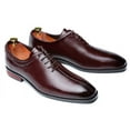 thumbnail image 4 of Santimon Mens Dress Shoes Leather Lace Up Oxford Shoes Casual Formal Business Shoes Wine Red 10 US, 4 of 8