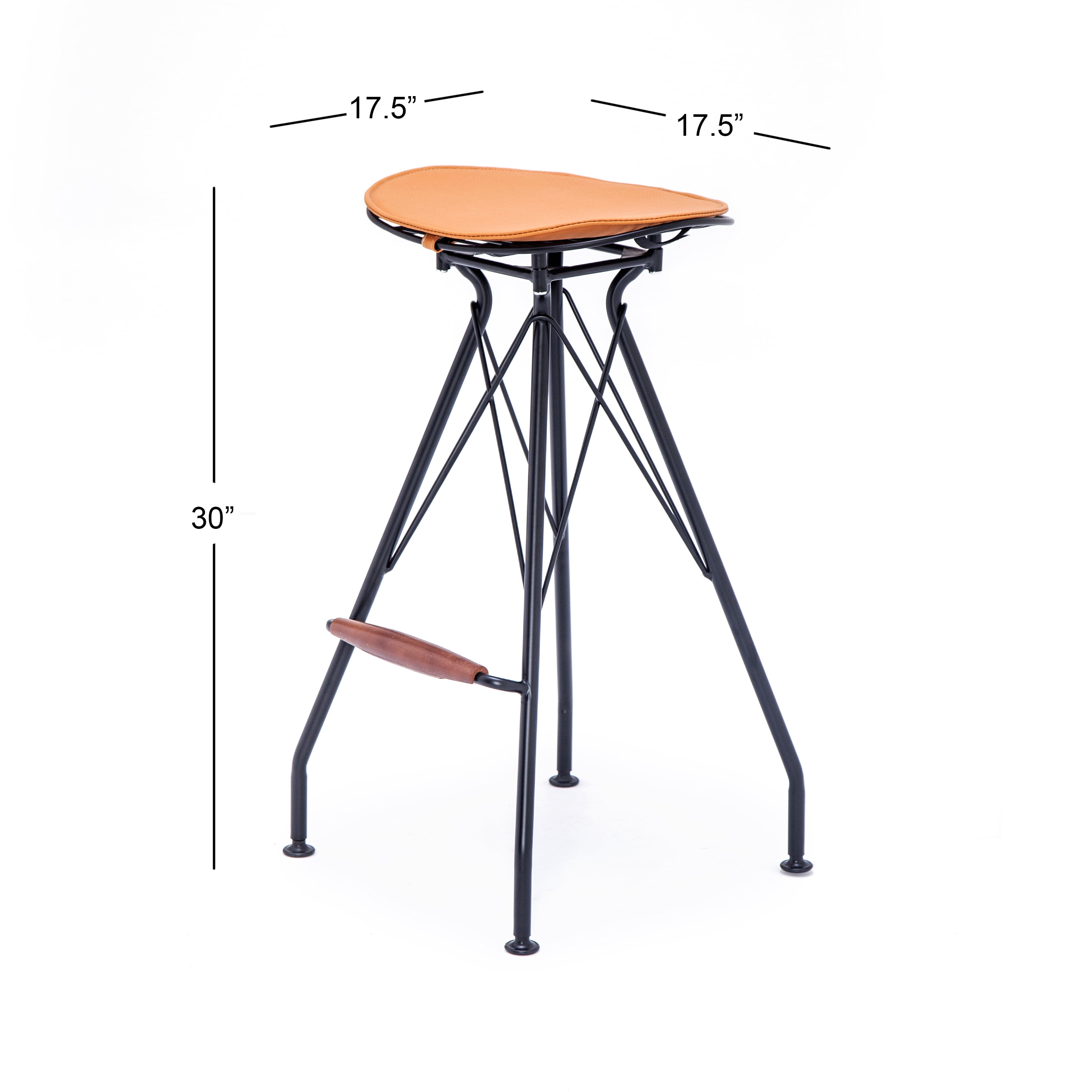 30" Counter Height Bar Stools Set of 2, Industrial Metal Bar Chairs with Faux Leather Seat & Wood Footrest, Farmhouse Kitchen Island Stools