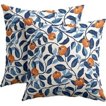 Fall Pillow Covers 16x16 Inch Blue and Orange Pumpkin Leaf Autumn Harvest Outdoor Decorative Throw Pillows Set of 2 Thanksgiving Holiday Pillowcases for Couch Home Decor